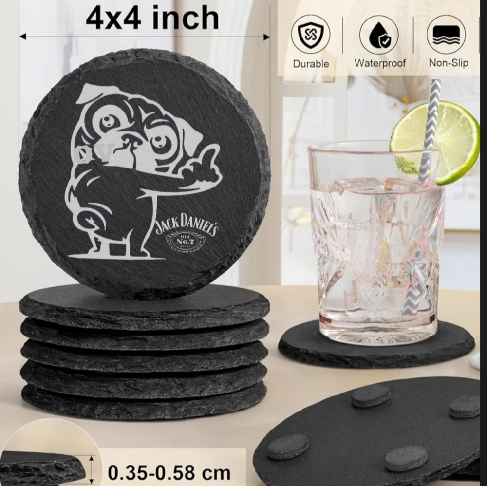 Jack Daniels slate coaster set of 2